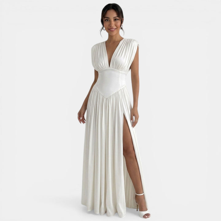 Vestido Maxi Mujer Blanco Elegante