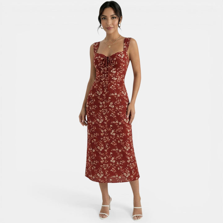 Vestido Largo Floral Rojo