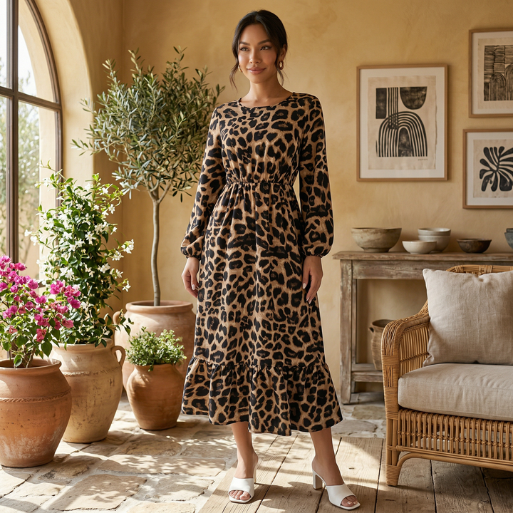 Vestido Midi Leopardo Elegante