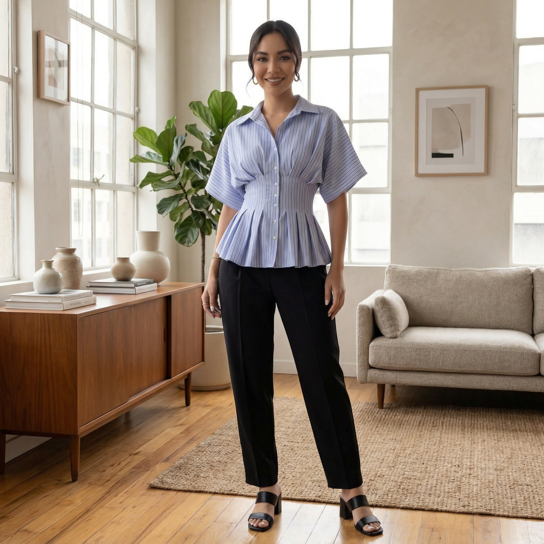 Top Plisado Mujer Elegante