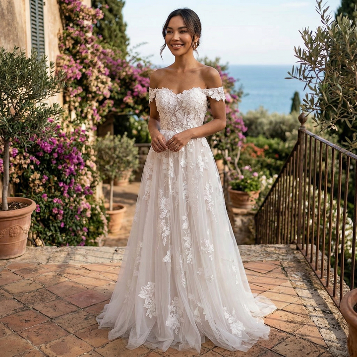 Vestido Novia Encaje Princesa Maxi