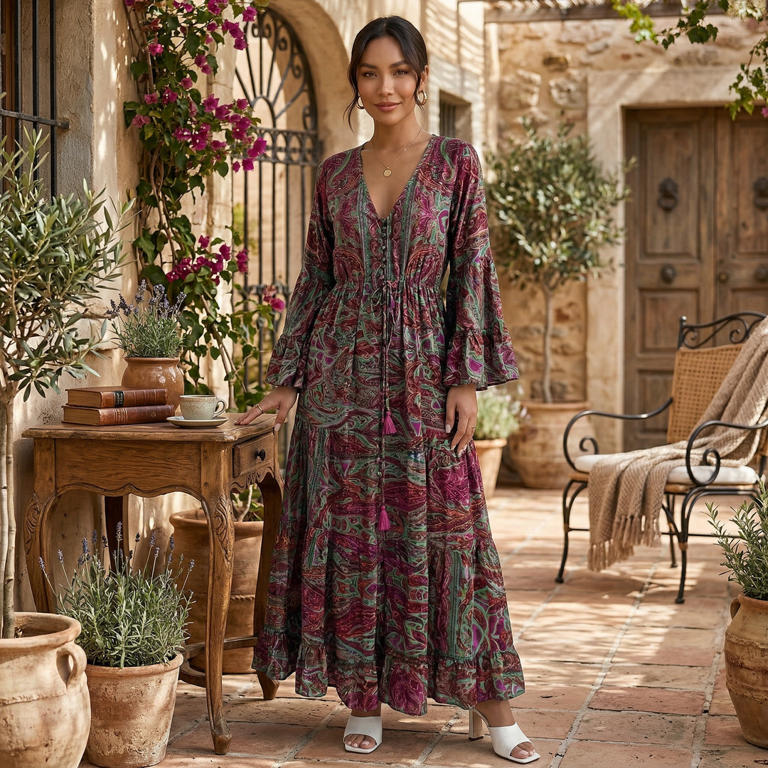Vestido Largo Boho Floral Mujer