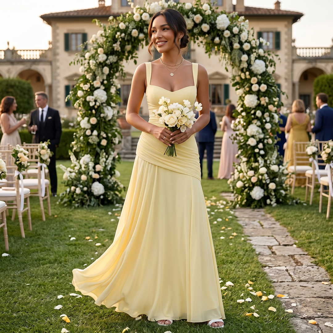 Vestido Largo Amarillo Invitada