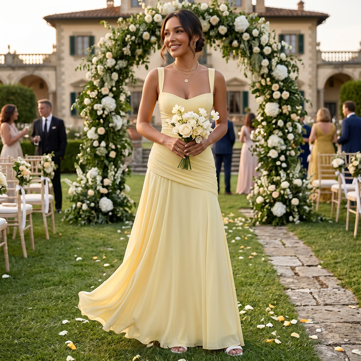 Vestido Largo Amarillo Invitada
