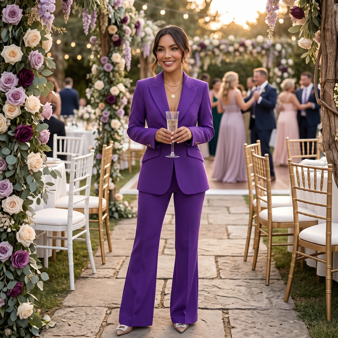 Conjunto Mujer Elegante Violeta Oficina
