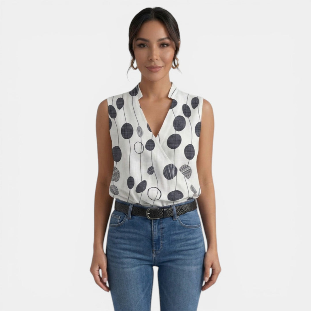 Top Mujer Verano Cuello V Estampado