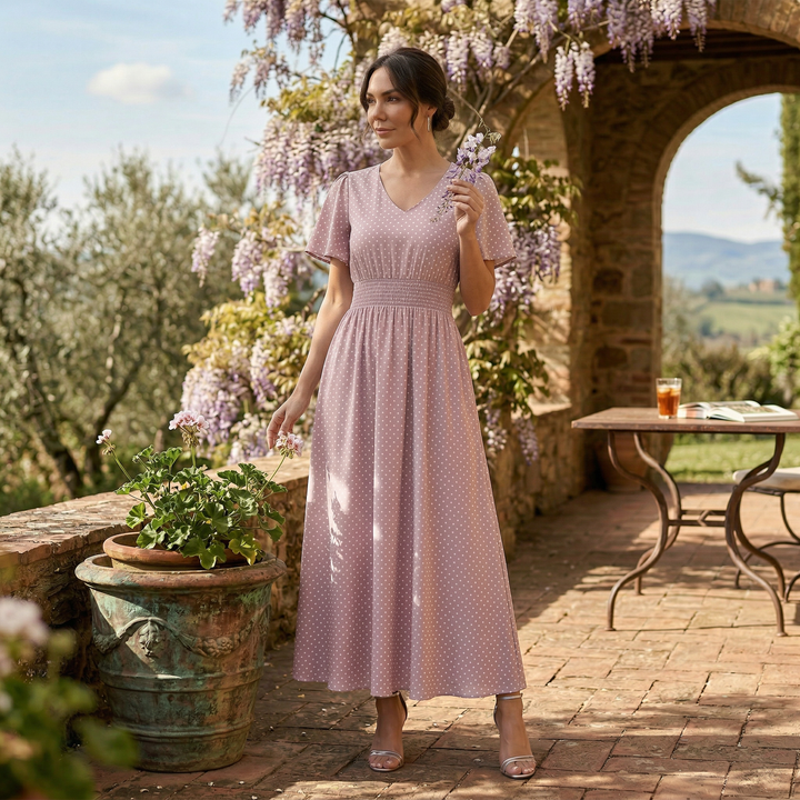 Vestido Midi Mujer Manga Corta