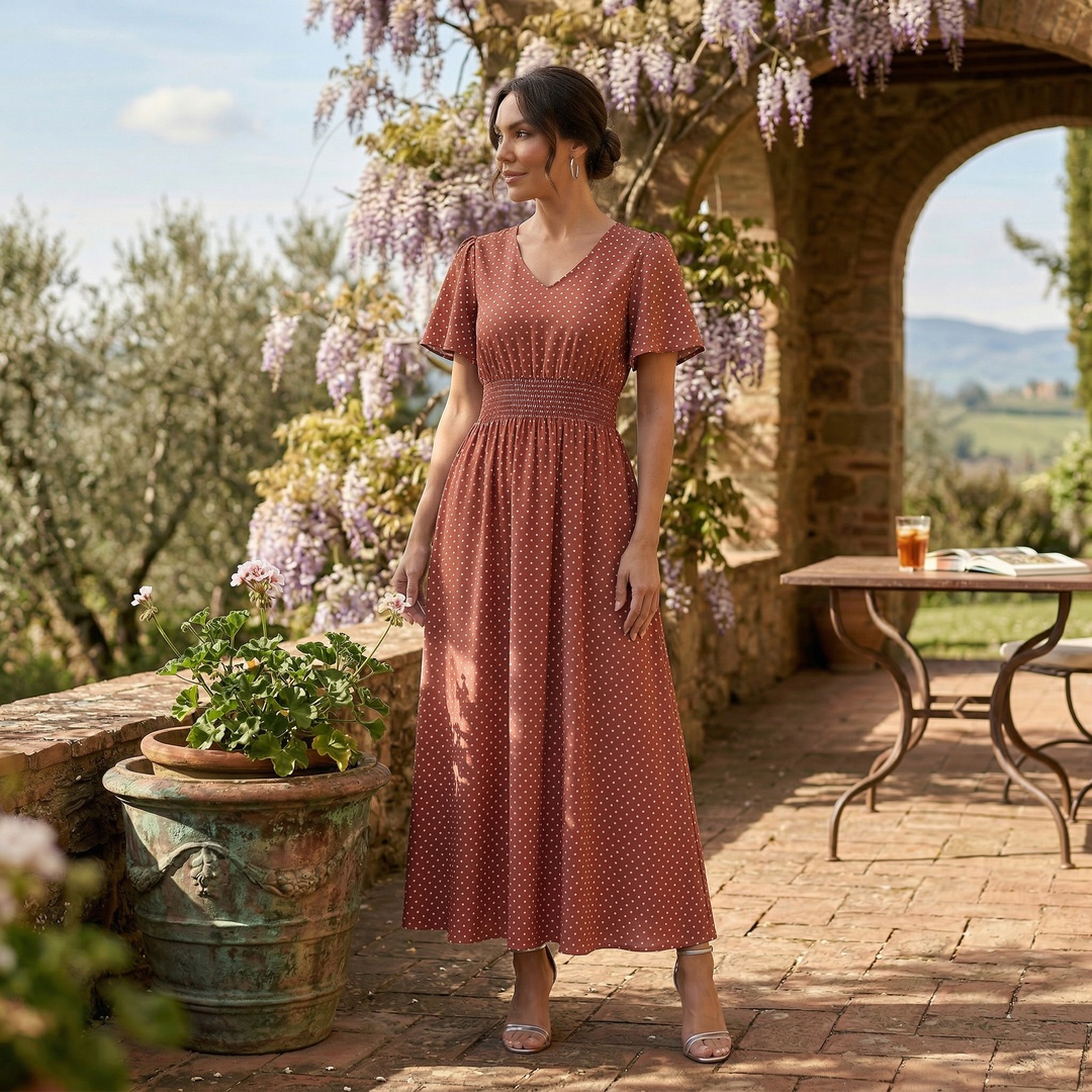 Vestido Midi Mujer Manga Corta