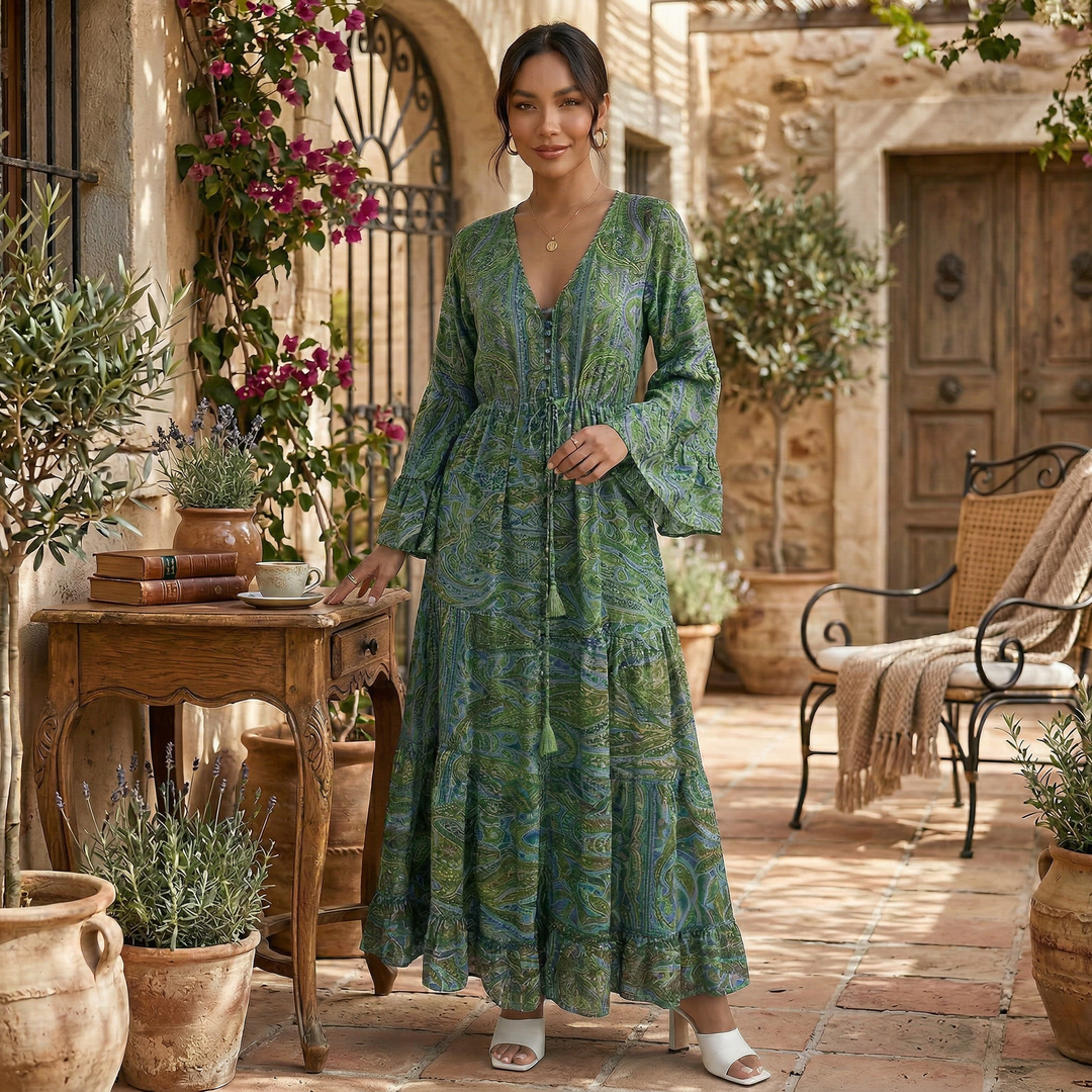 Vestido Largo Boho Floral Mujer
