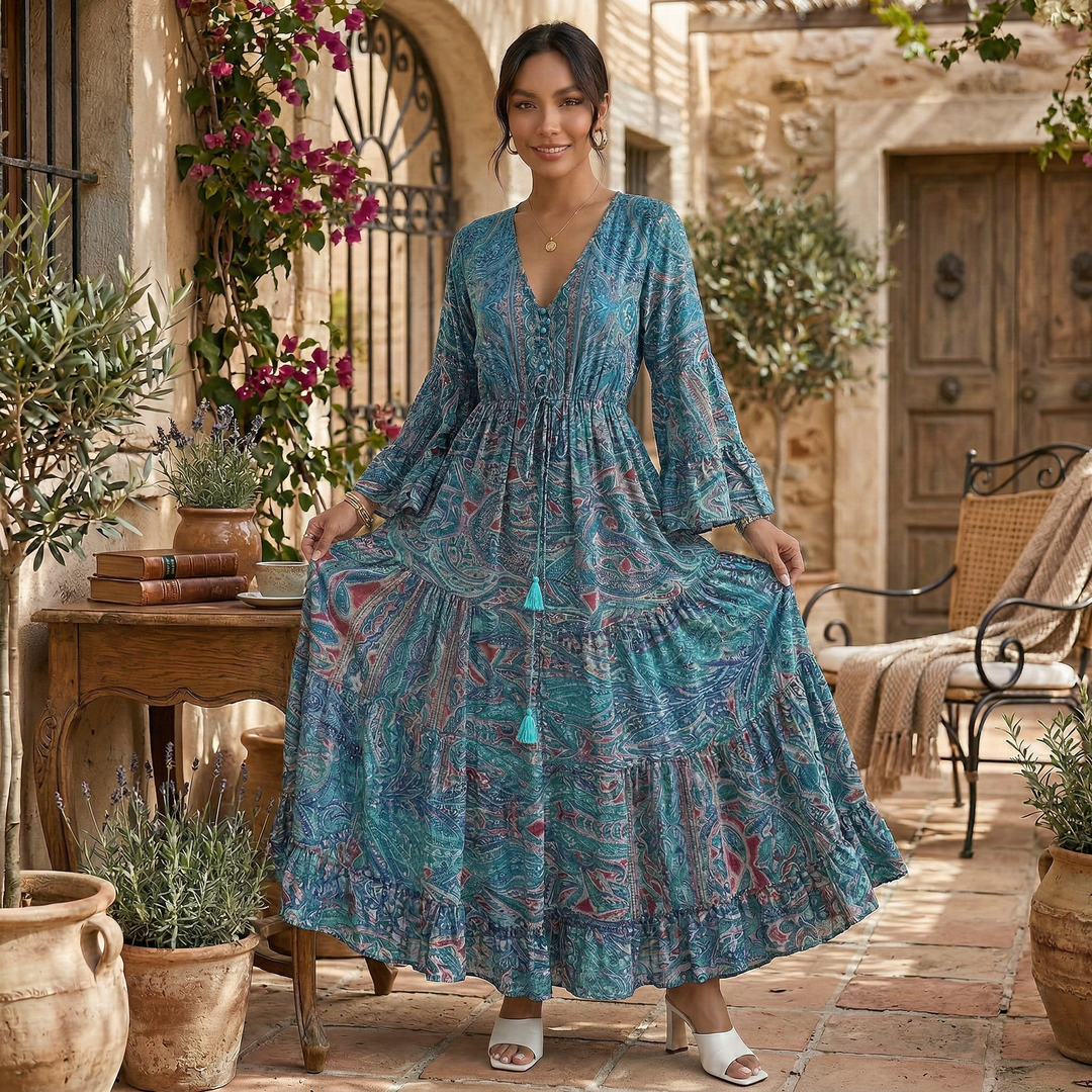 Vestido Largo Boho Floral Mujer