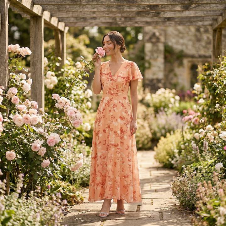 Vestido Mujer Floral Verano con Volantes
