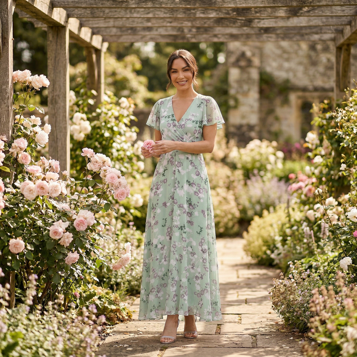Vestido Mujer Floral Verano con Volantes