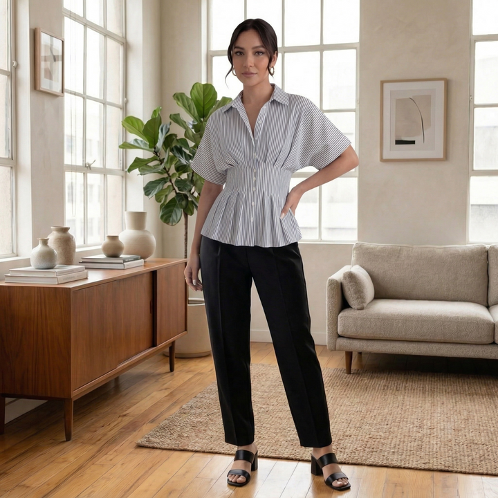 Top Plisado Mujer Elegante