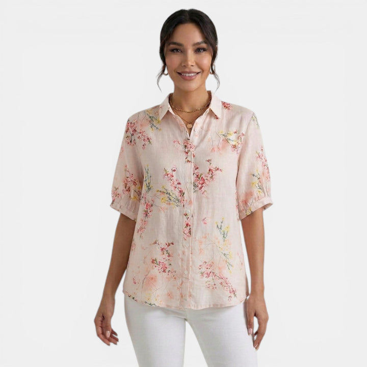 Blusa Floral de Lino y Algodón para Mujer – Verano