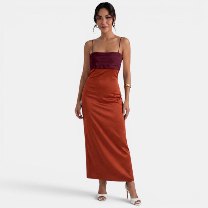 Vestido Largo Bicolor Elegante