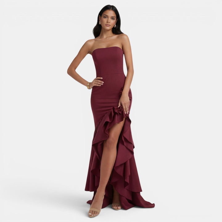Vestido Palabra de Honor Asimétrico para Mujer Elegante