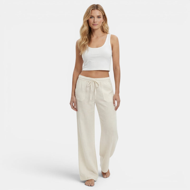 Pantalones de Lino Mujer Pierna Ancha