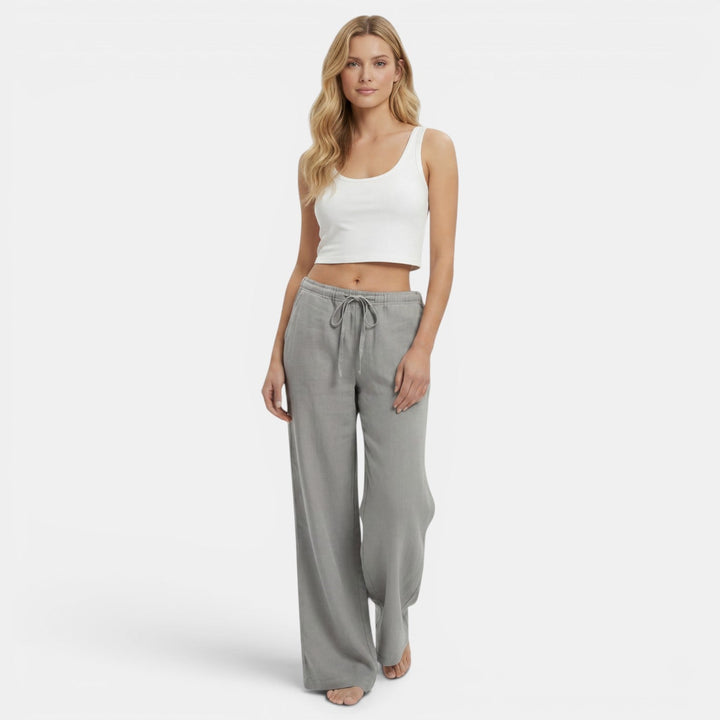 Pantalones de Lino Mujer Pierna Ancha