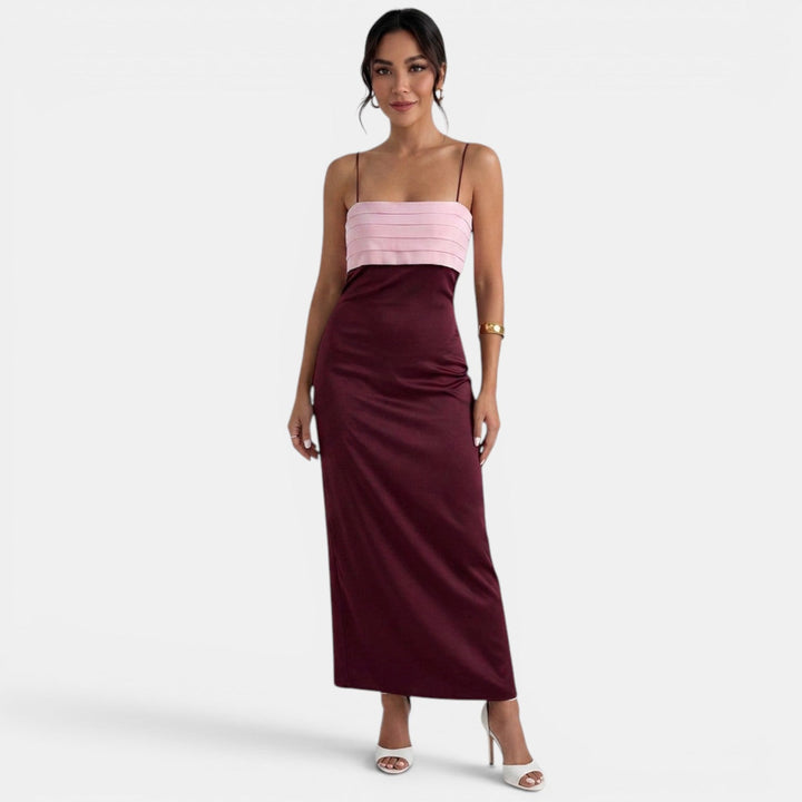 Vestido Largo Bicolor Elegante