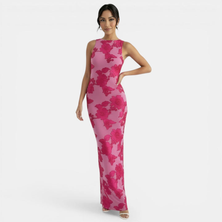 Vestido Ajustado Floral Rosa
