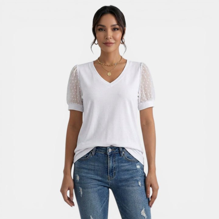 Top Mujer Verano Cuello V Lunares