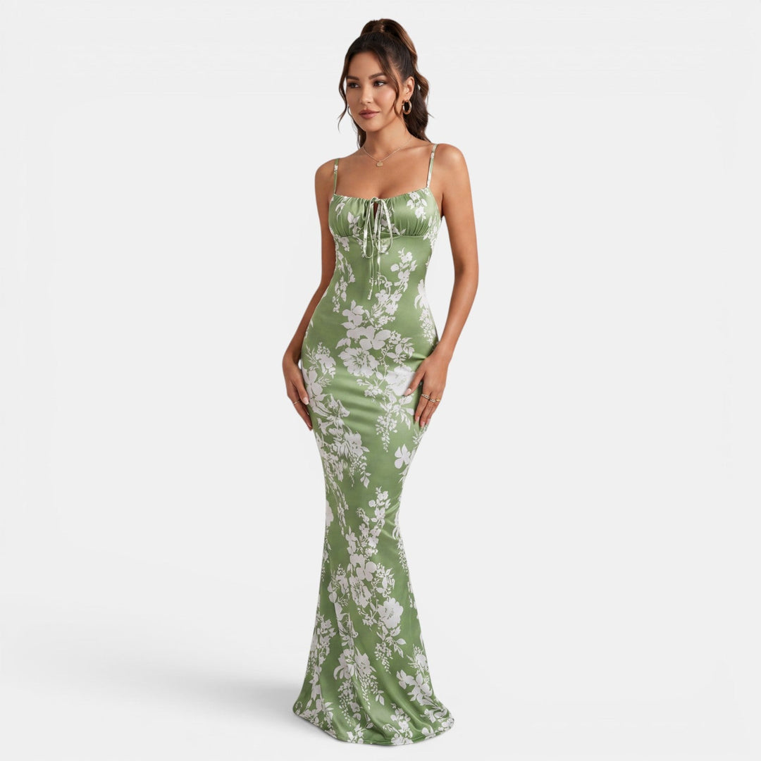 Vestido Maxi Floral Mujer Ajustado Cintura