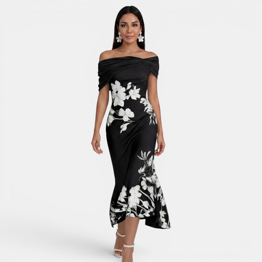 Vestido Midi Floral Mujer Elegante