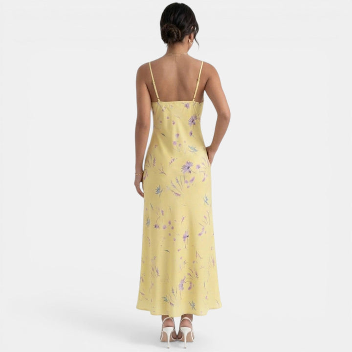 Vestido Amarillo Mujer Elegante