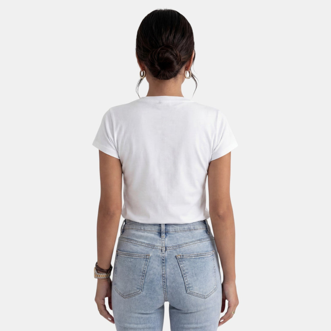 Camiseta Blanca Mujer Estampada Verano