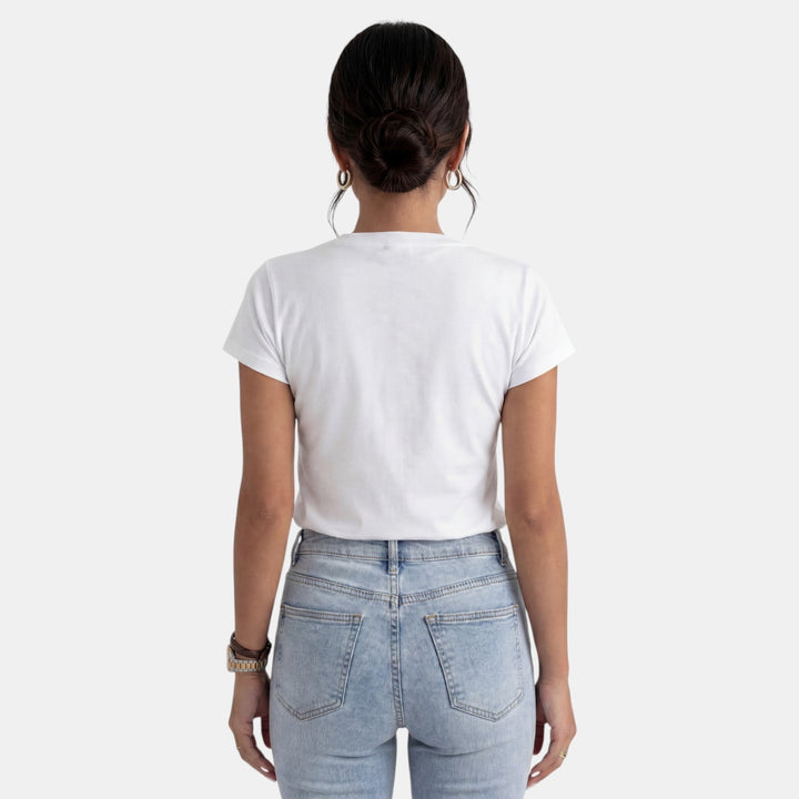 Camiseta Blanca Mujer Estampada Verano