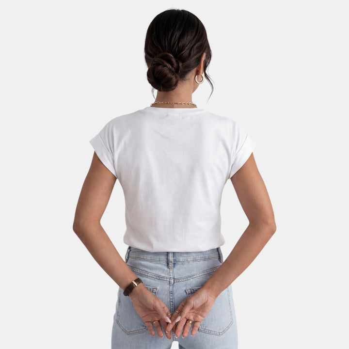 Camiseta Mujer Estampada Cuello Redondo
