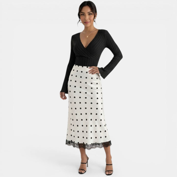Falda Blanca Lunares Mujer
