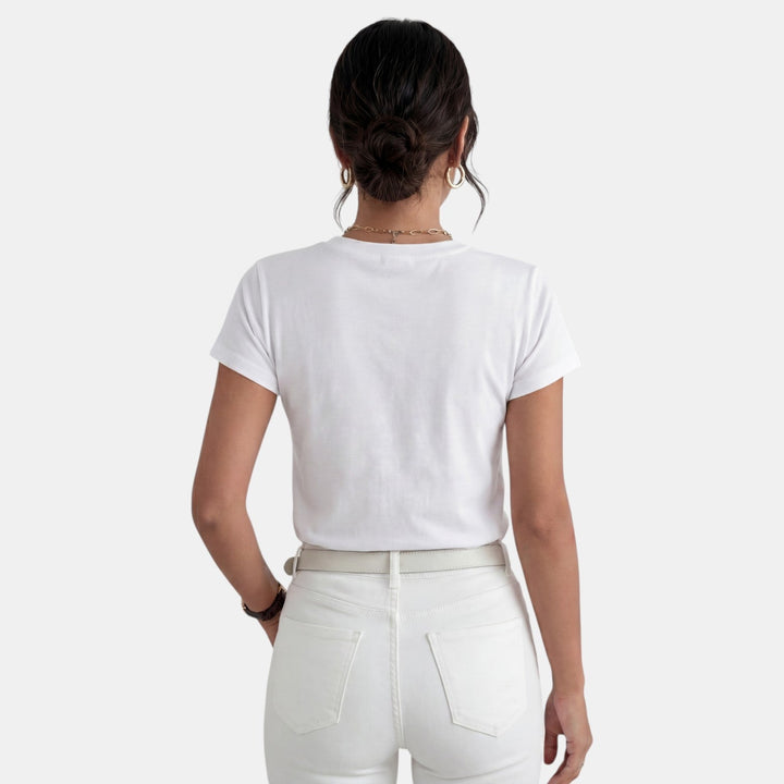 Camiseta Mujer Estampada Cuello Redondo