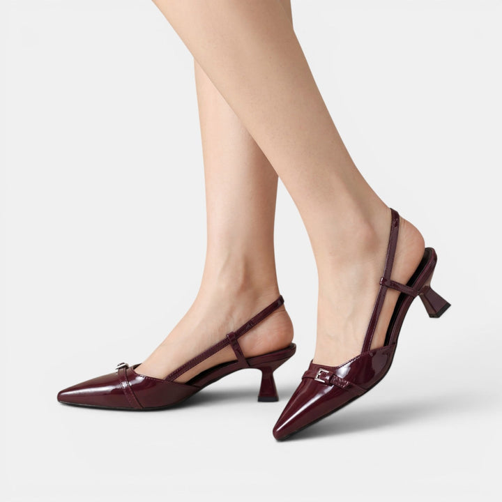 Sandalias Mujer Rojo Tacón Medio