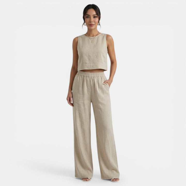 Conjunto Verano Mujer sin Mangas y Pantalón Holgado