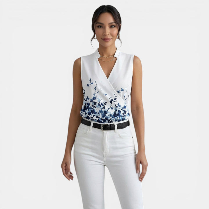 Top Mujer Verano Cuello V Estampado