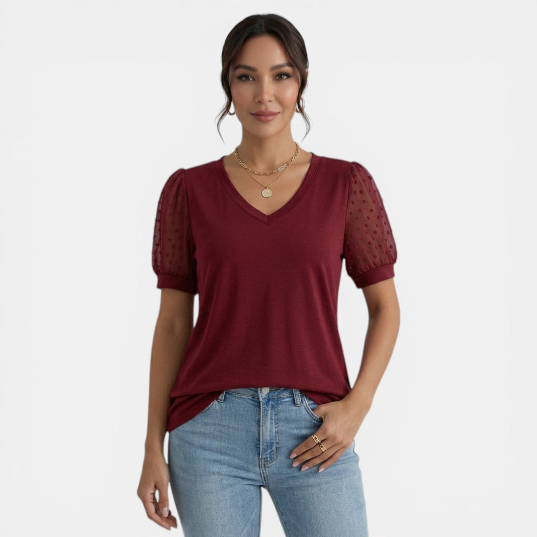 Top Mujer Verano Cuello V Lunares