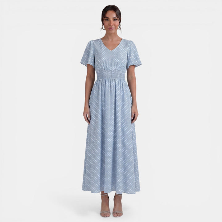 Vestido Midi Mujer Manga Corta