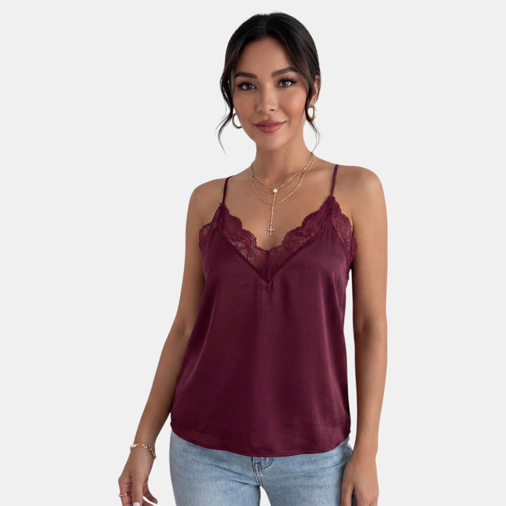Camiseta Tirantes Mujer Encaje Cuello V