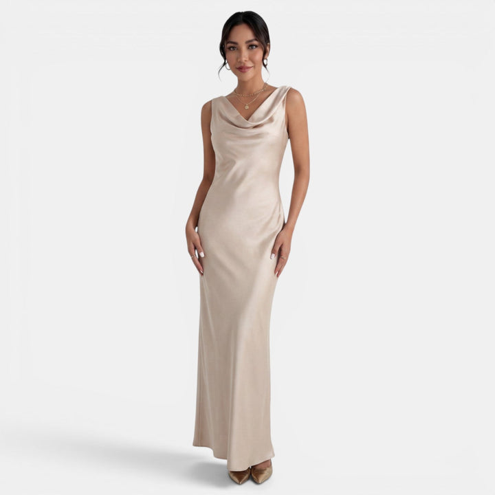 Vestido Largo Satinado Mujer Elegante