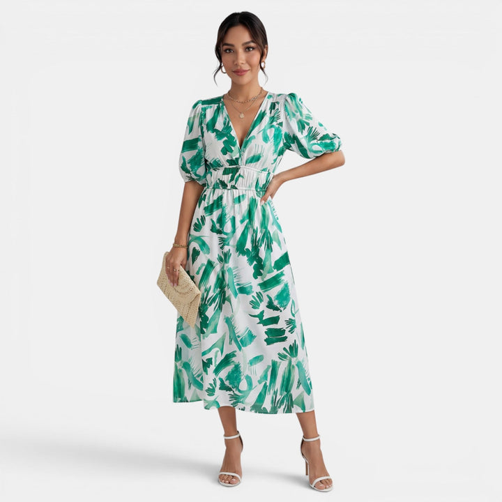 Vestido Midi Floral Mujer Cuello V
