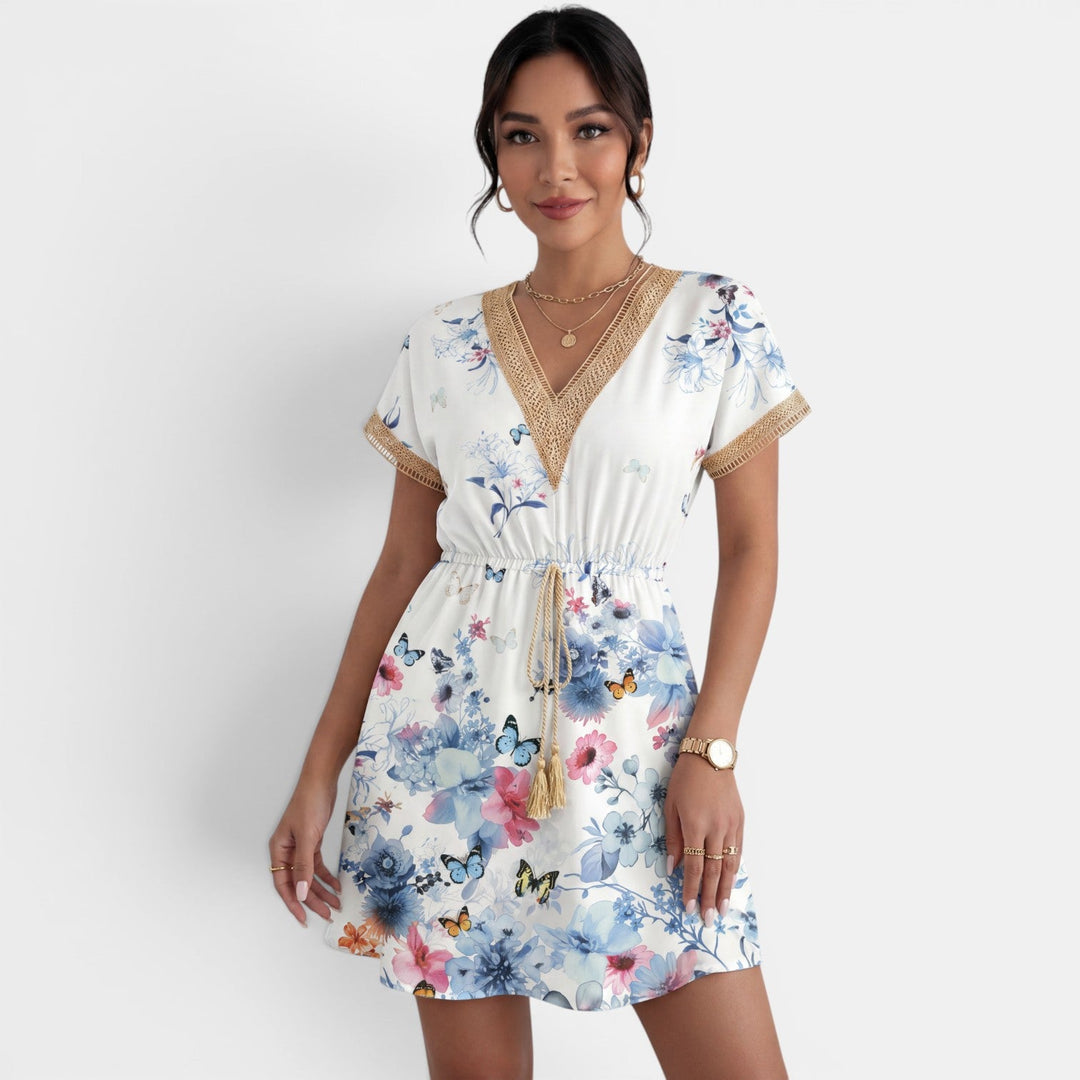 Vestido Corto Verano Mujer Encaje Cuello V