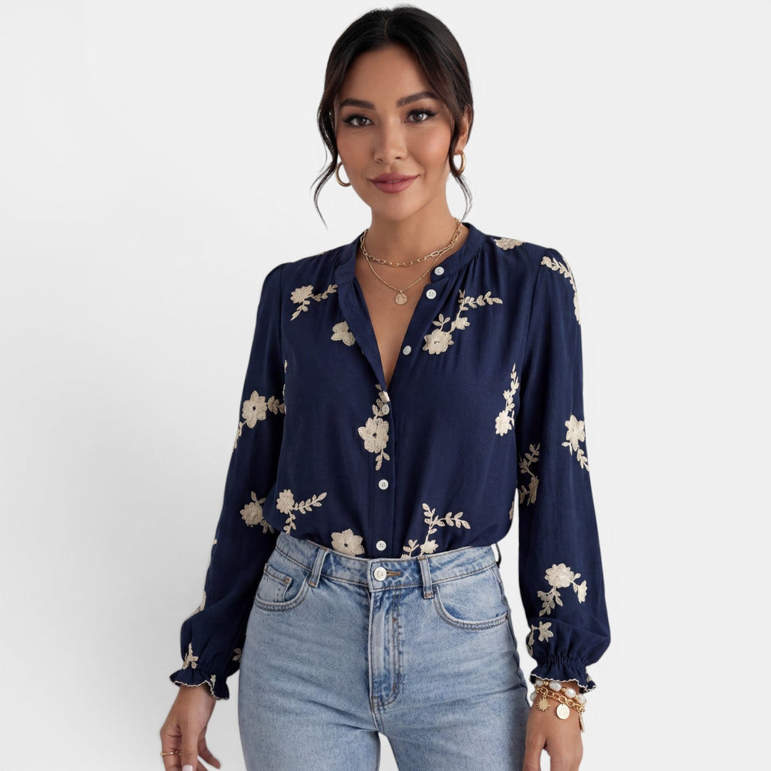 Blusa Mujer Floral Manga Farol