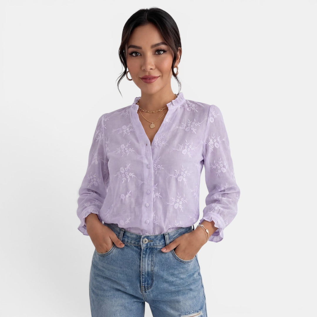 Blusa Mujer Color Sólido Elegante