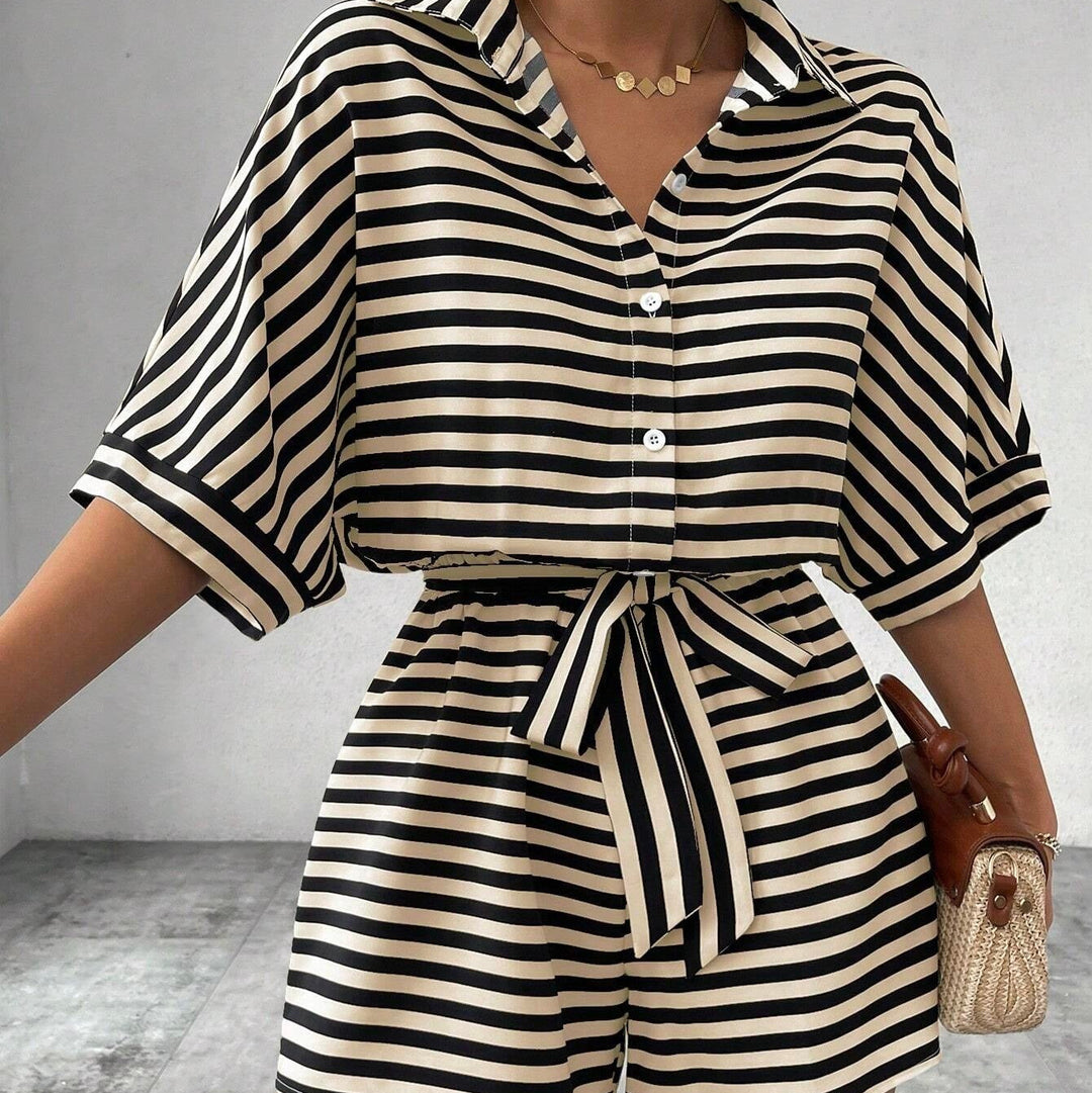 Mono corto camisero rayas horizontales - Brisa
