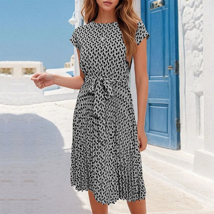 Vestido midi para mujer estampado geométrico estilo fluido - Camila
