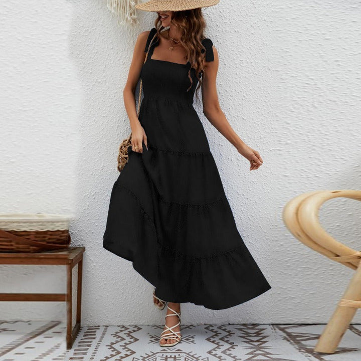 Vestido largo para mujer de tirantes anudados - Estrella