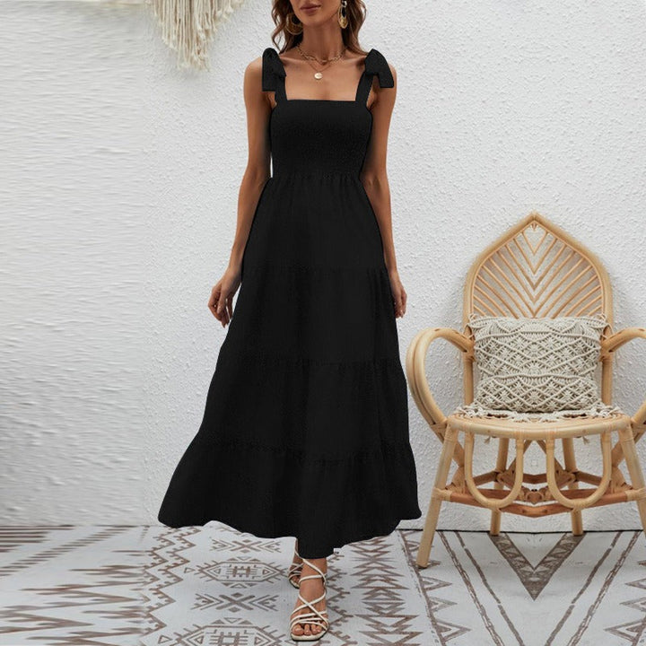 Vestido largo para mujer de tirantes anudados - Estrella