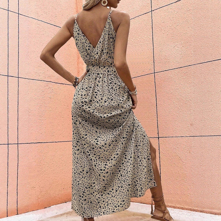Vestido largo para mujer de tirantes finos floral con aberturas - Julieta