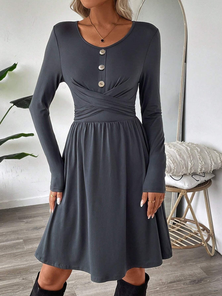 Vestido mujer punto suave botones cruzado - Athena